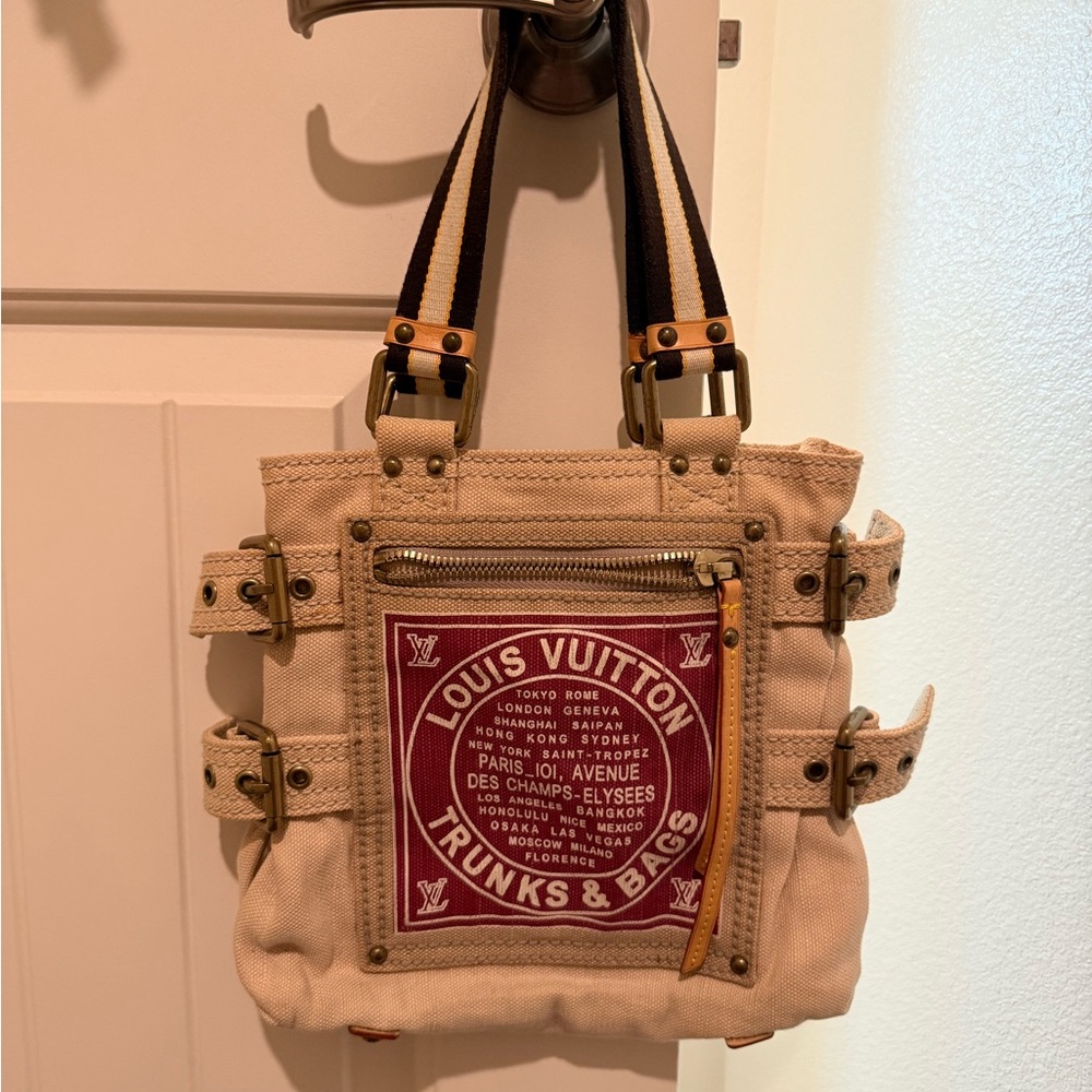 Louis Vuitton Cream and Brown Canvas Bag